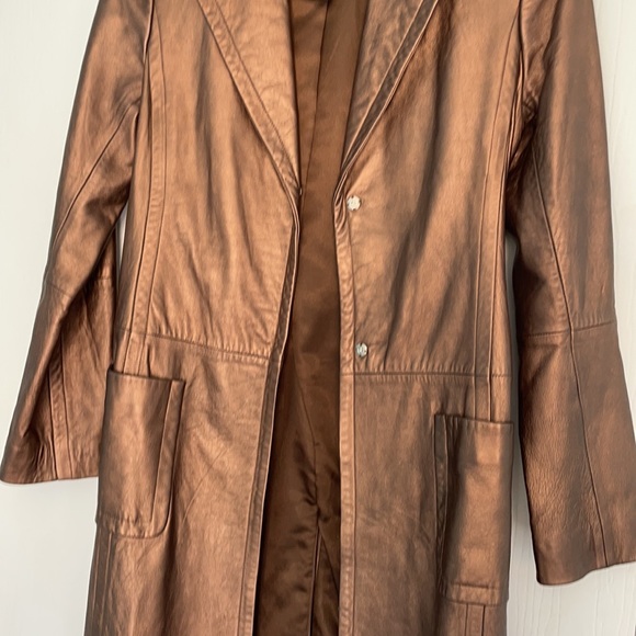 BCBGMaxAzria Leather Metallic Coat Size 4 - Picture 3 of 11